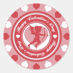 Rode Valentijnsdag Cupid en hart Ronde Sticker