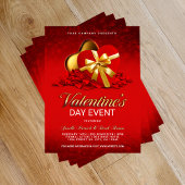 Rode Valentijnsdag Evenement Hart Box & Rozenblaad Flyer