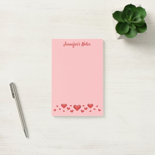 Rode Valentijnsdag Hartjes & Aangepaste Tekst Post-it® Notes (Kantoor)