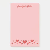 Rode Valentijnsdag Hartjes & Aangepaste Tekst Post-it® Notes (Voorkant)
