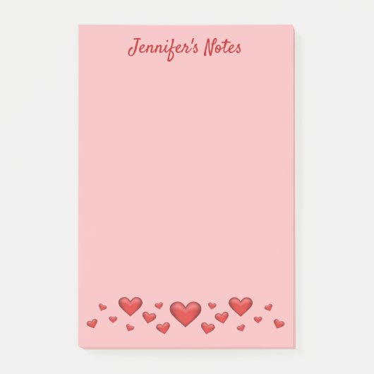 Rode Valentijnsdag Hartjes & Aangepaste Tekst Post-it® Notes (Voorkant)