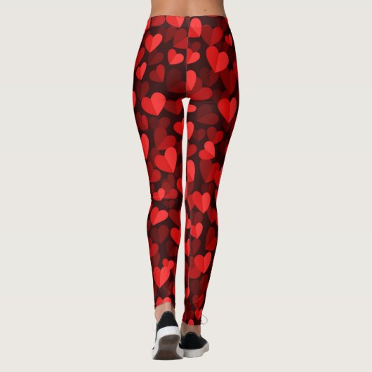 Rode Valentijnsdag hartpatroon Leggings (Achterkant)