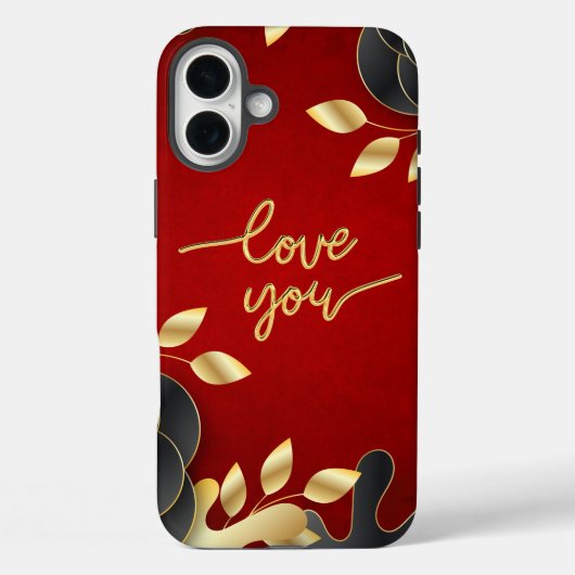 Rode Valentijnsdag houdt van je met bloemig Lijst Case-Mate iPhone Case (Achterkant)