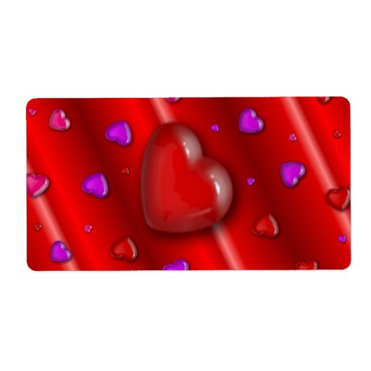 Rode Valentijnsdag liefde Harten patroon Etiket (Voorkant)