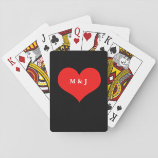 Rode Valentijnsdag Monogram Initialen Koel Pokerkaarten