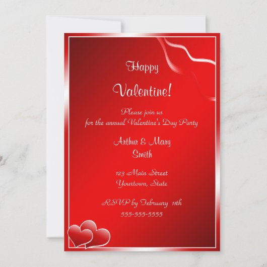 Rode Valentijnsdag Partij Kaart (Achterkant)