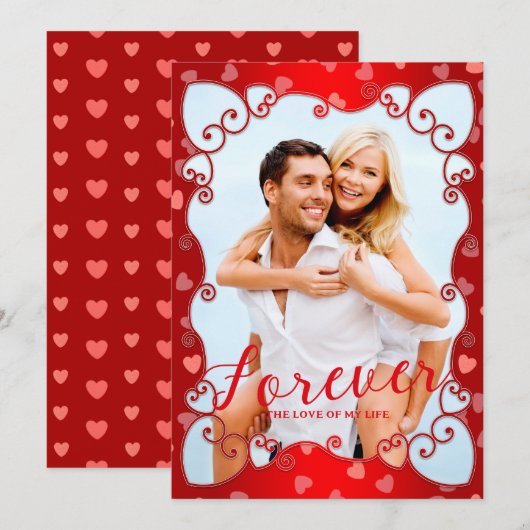 rode Valentijnsdag roze harten foto Feestdagenkaart (Voorkant / Achterkant)