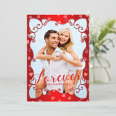 rode Valentijnsdag roze harten foto Feestdagenkaart (Staand voorkant)