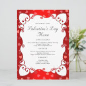 rode Valentijnsdag roze harten rand Menu (Staand voorkant)