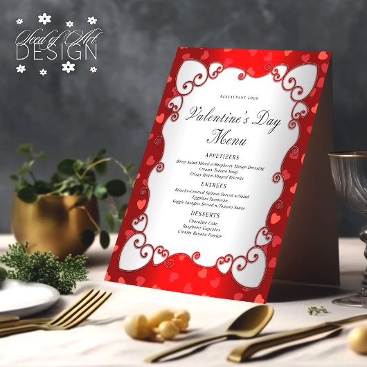  rode Valentijnsdag roze harten rand Menu