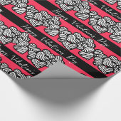 Rode Valentijnsdag Zebra Hart Patroon Voeg Naam to Cadeaupapier (Hoek)