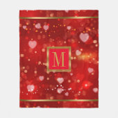 Rode Valentijnse  dragen een gouden achtergrondacc Fleece Deken (Voorkant)