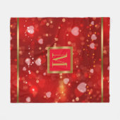 Rode Valentijnse  dragen een gouden achtergrondacc Fleece Deken (Voorkant (Horizontaal))