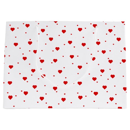 Rode Valentijnse  harten patroon Groot Cadeauzakje (Voorkant)