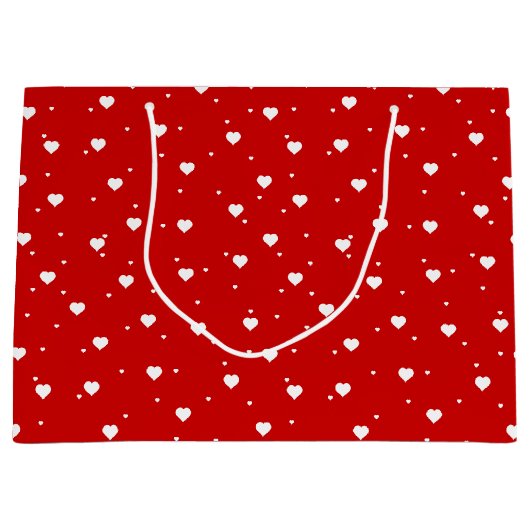 Rode Valentijnse  harten patroon Groot Cadeauzakje (Voorkant)