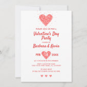 Rode Valentijnse Heart Party - Uitnodiging (Voorkant)