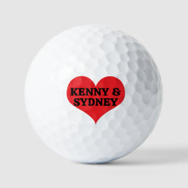 Rode Valentijnshart met jouw gepersonaliseerde nam Golfballen