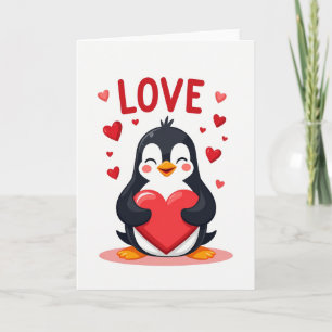 Rode Valentijnspinguin Kaart