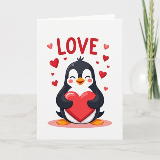 Rode Valentijnspinguin Kaart (Voorkant)