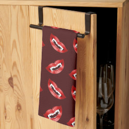 Rode Vampier Lippen Vampier Mond Patroon Halloween Theedoek