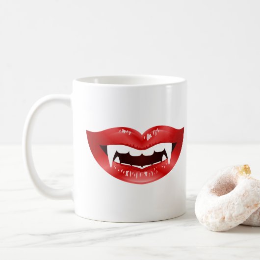 Rode Vampier Monden Geïllustreerd Koffiemok (Met donut)