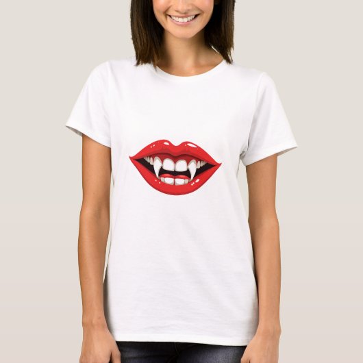 Rode vampierlippen t-shirt (Voorkant)
