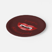 Rode Vampiermond met aangepaste halloween party te Papieren Bordje (Gekanteld)