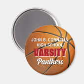 Rode Varsity Basketbal Aangepaste Hoge School Magneet (Voorkant / Achterkant)