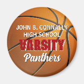 Rode Varsity Basketbal Aangepaste Hoge School Magneet (Voorkant)