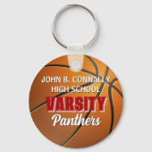 Rode Varsity Basketbal Aangepaste Hoge School Sleutelhanger (Voorkant)