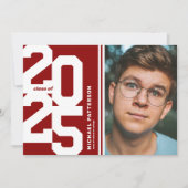 Rode Varsity Sport Afstudeerfeest Kaart (Voorkant)