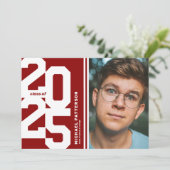 Rode Varsity Sport Afstudeerfeest Kaart (Staand voorkant)