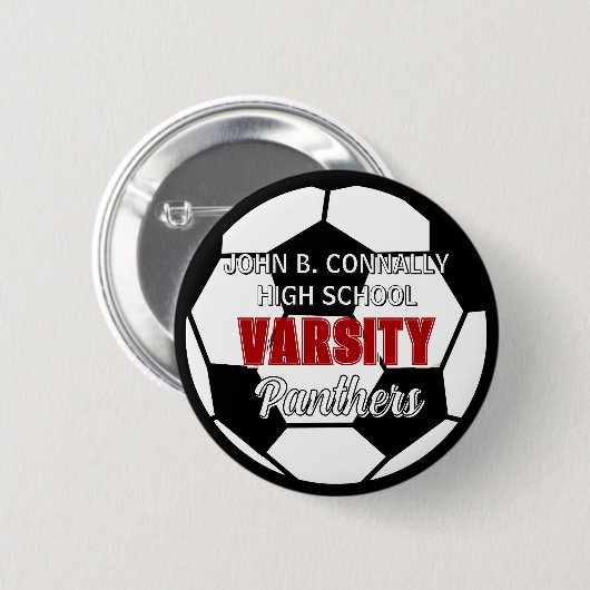Rode Varsity Voetbal Aangepaste Hoge School Geest Ronde Button 5,7 Cm (Voorkant /achterkant)