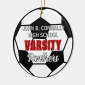 Rode Varsity Voetbal Aangepaste Hoge School Kerstm Keramisch Ornament (Links)