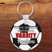 Rode Varsity Voetbal Aangepaste Hoge School Sleutelhanger (Achterkant)