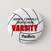 Rode Varsity Volleybal Aangepaste Hoge School Gees Ronde Button 5,7 Cm (Voorkant)