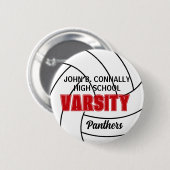 Rode Varsity Volleybal Aangepaste Hoge School Gees Ronde Button 5,7 Cm (Voorkant /achterkant)