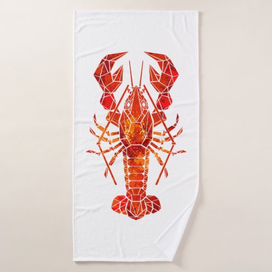 Rode veelhoekige kreeft badhanddoek (Badhanddoek)