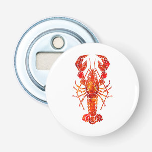 Rode veelhoekige kreeft button flesopener