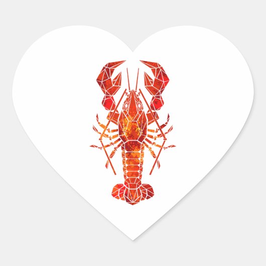 Rode veelhoekige kreeft hart sticker (Voorkant)