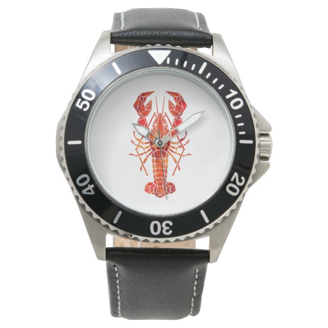 Rode veelhoekige kreeft horloge (Voorkant)
