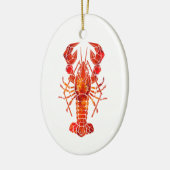 Rode veelhoekige kreeft keramisch ornament (Links)