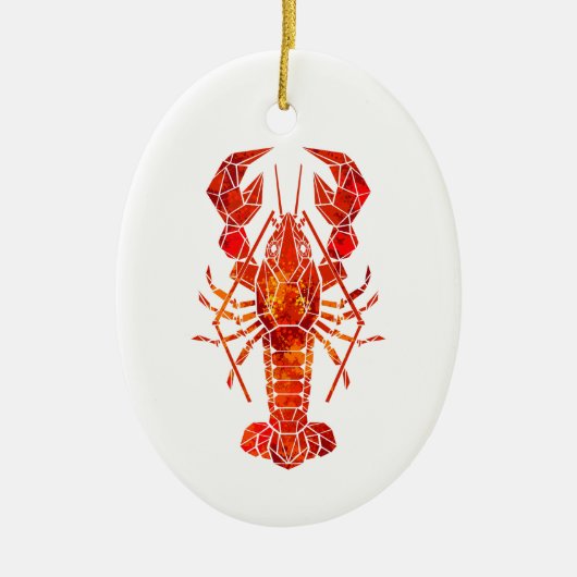 Rode veelhoekige kreeft keramisch ornament (Voorkant)