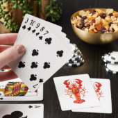 Rode veelhoekige kreeft pokerkaarten (Insitu)