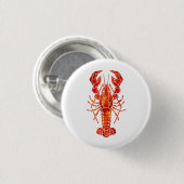 Rode veelhoekige kreeft ronde button 3,2 cm (Voorkant /achterkant)