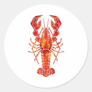 Rode veelhoekige kreeft ronde sticker