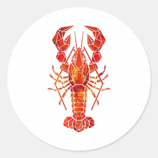 Rode veelhoekige kreeft ronde sticker (Voorkant)