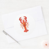 Rode veelhoekige kreeft ronde sticker (Envelop)