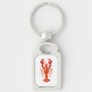 Rode veelhoekige kreeft sleutelhanger