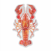 Rode veelhoekige kreeft sticker (Voorkant)